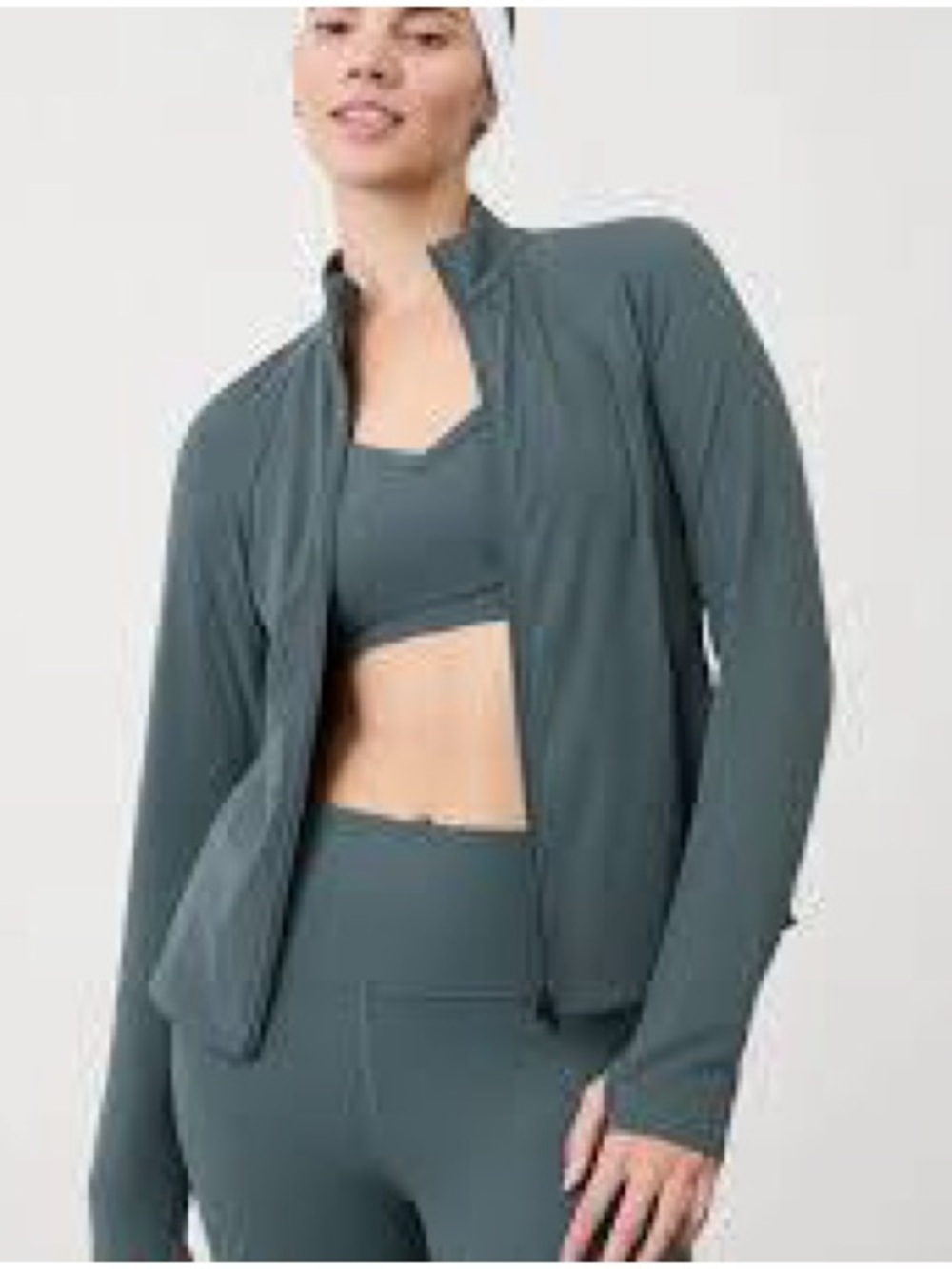 Athleta Slate Green Full-Zip Lightweight Jacket